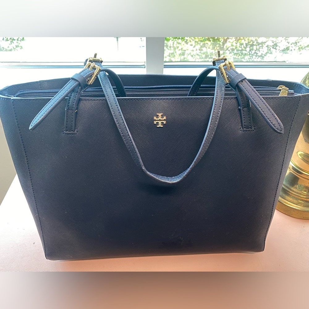 Tory Burch Large Navy Saffiano Leather York Buckle Tote
